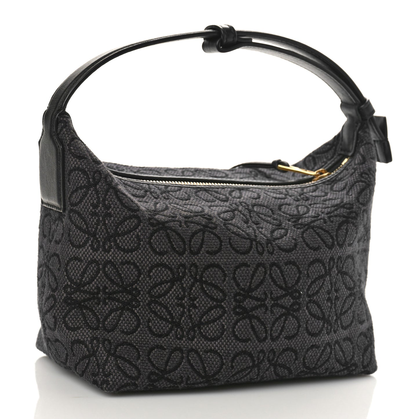 Jacquard Anagram Calfskin Small Cubi Bag Anthracite Black