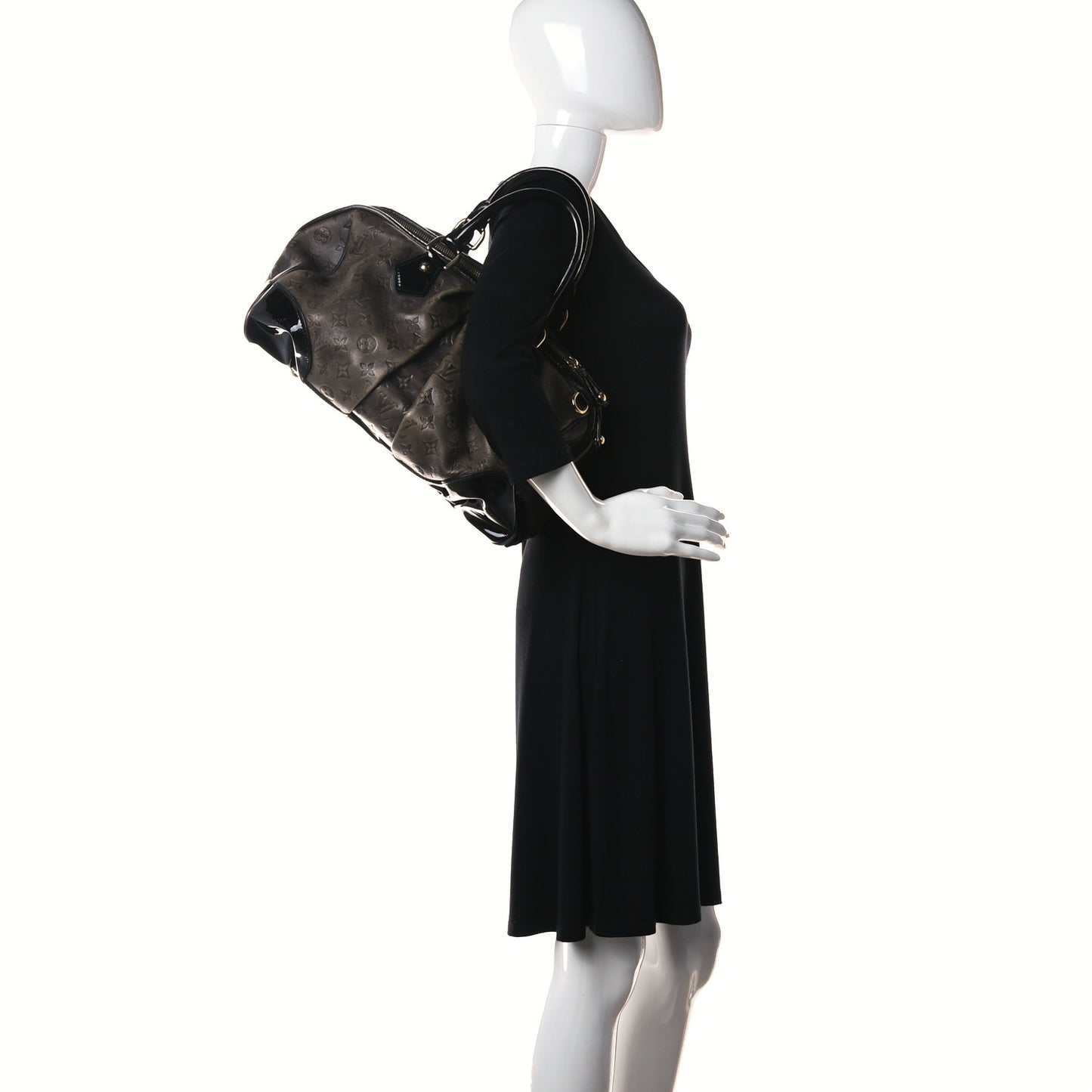 Cuir Patent Embossed Monogram Stephen Bag Grey