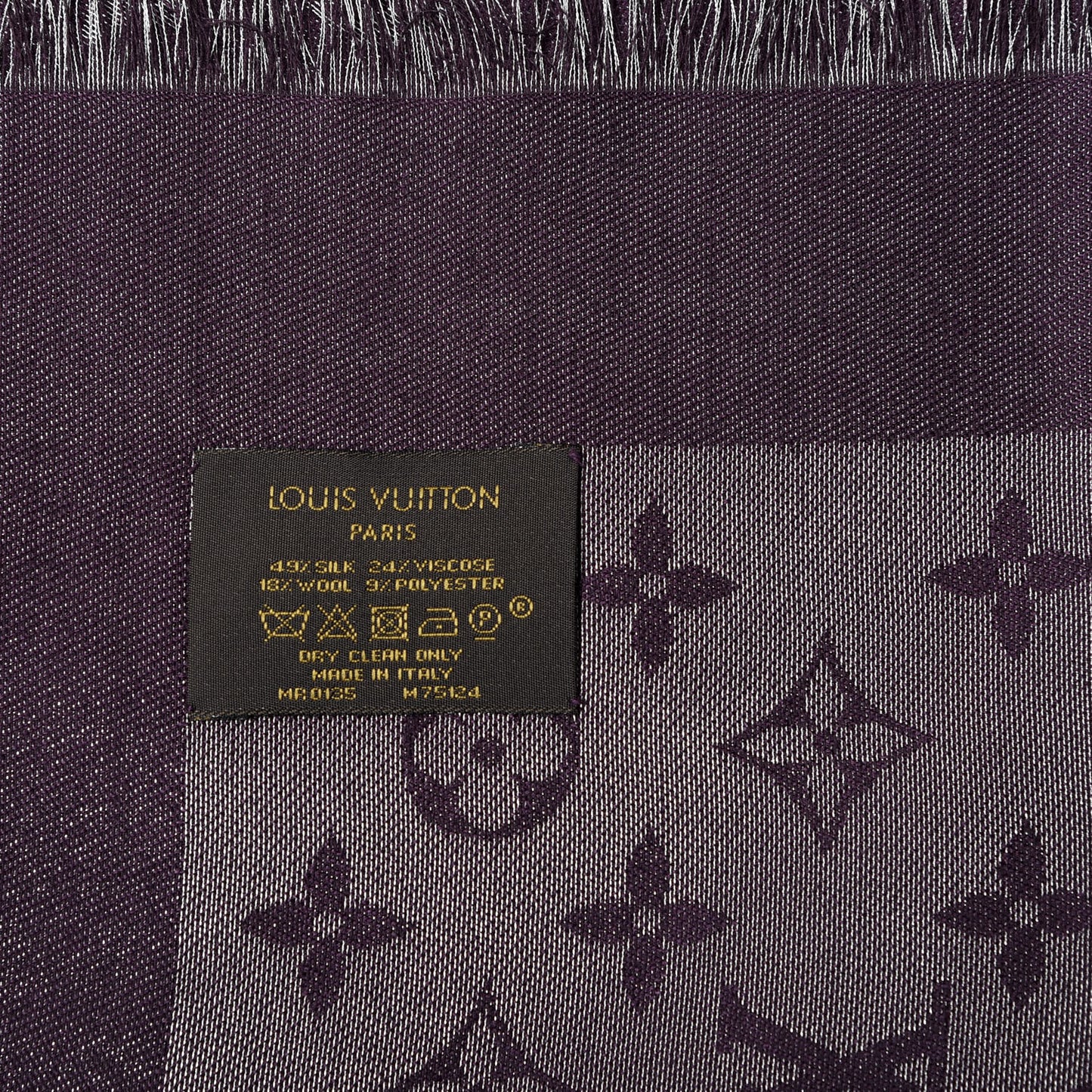 Silk Lurex Wool Monogram Shine Shawl Amarante