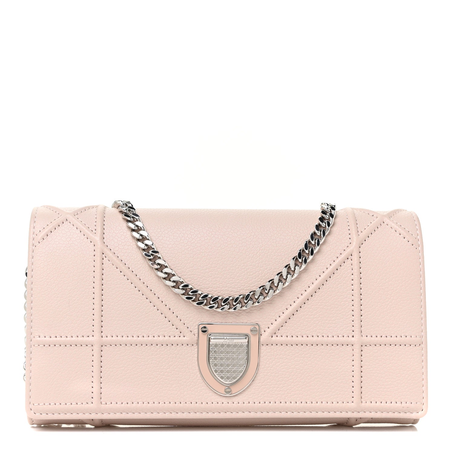Christian Dior Grained Calfskin Diorama Wallet on Chain Pouch Rose Poudre 1 of 11