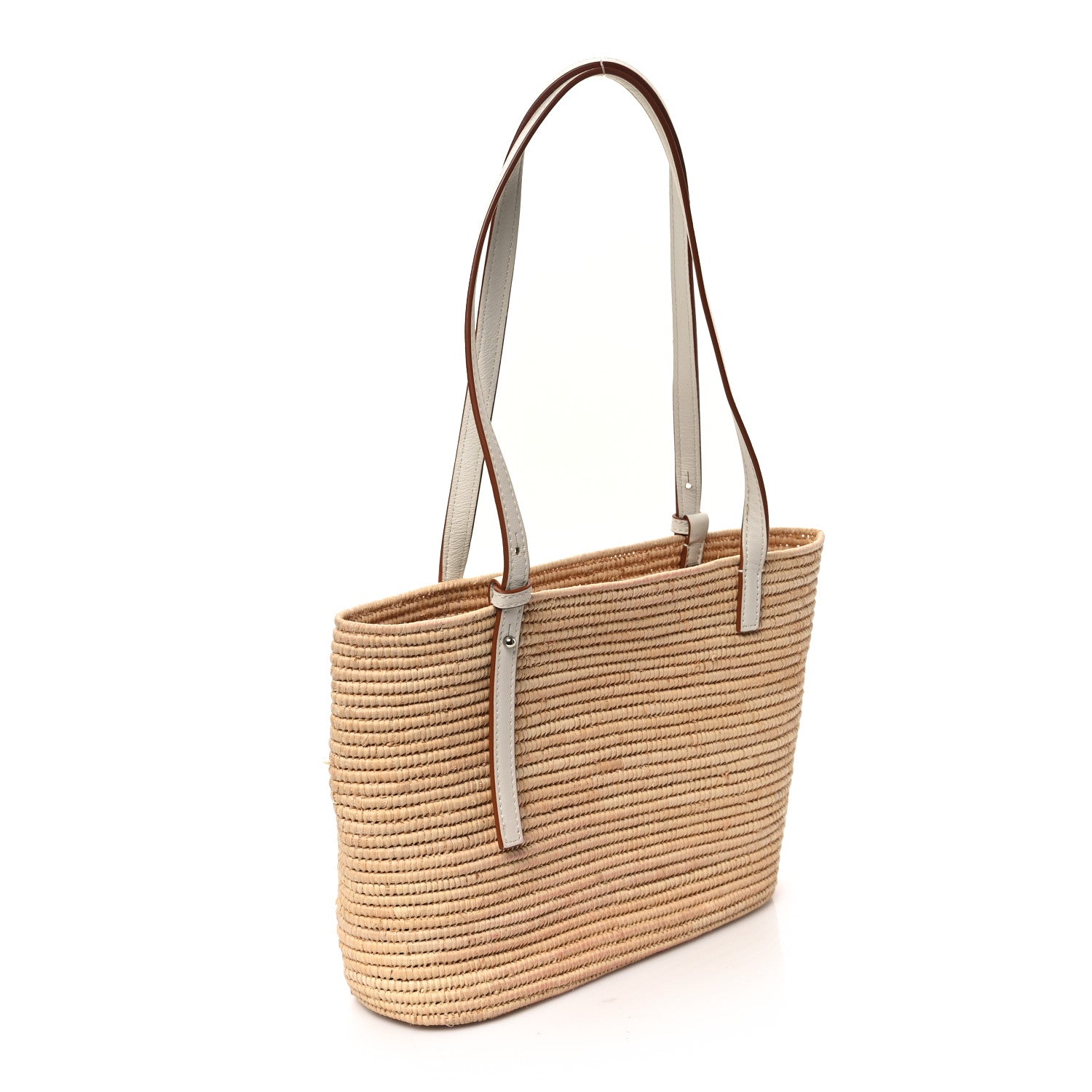 Loewe Raffia Square Small Basket Tote Bag Natural White 3 of 10
