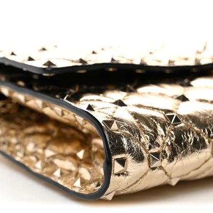 Valentino Garavani Metallic Wrinkled Lambskin Rockstud Spike Wallet on Chain Mekong 8 of 11