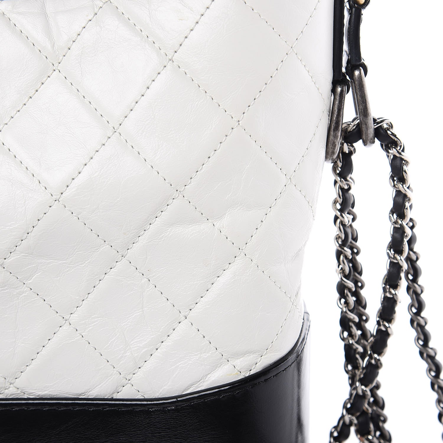 Chanel Aged Calfskin Quilted Medium Gabrielle Hobo Black White 10 of 10