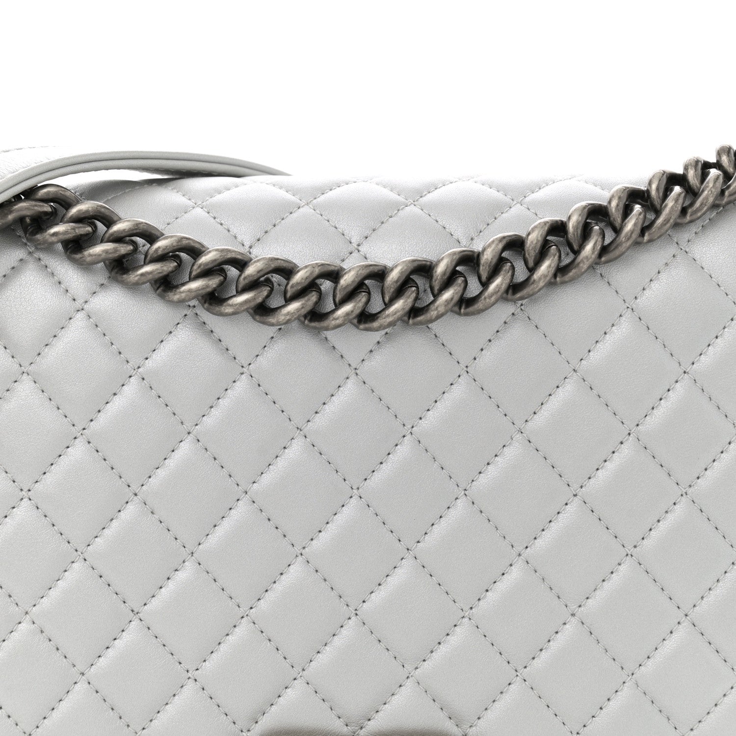 Chanel Metallic Calfskin Quilted New Medium Plexiglass Boy Flap Silver 8 of 12