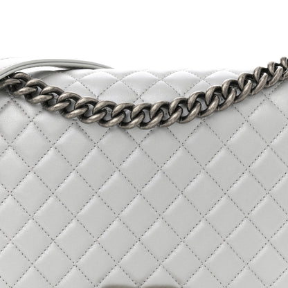 Chanel Metallic Calfskin Quilted New Medium Plexiglass Boy Flap Silver 8 of 12