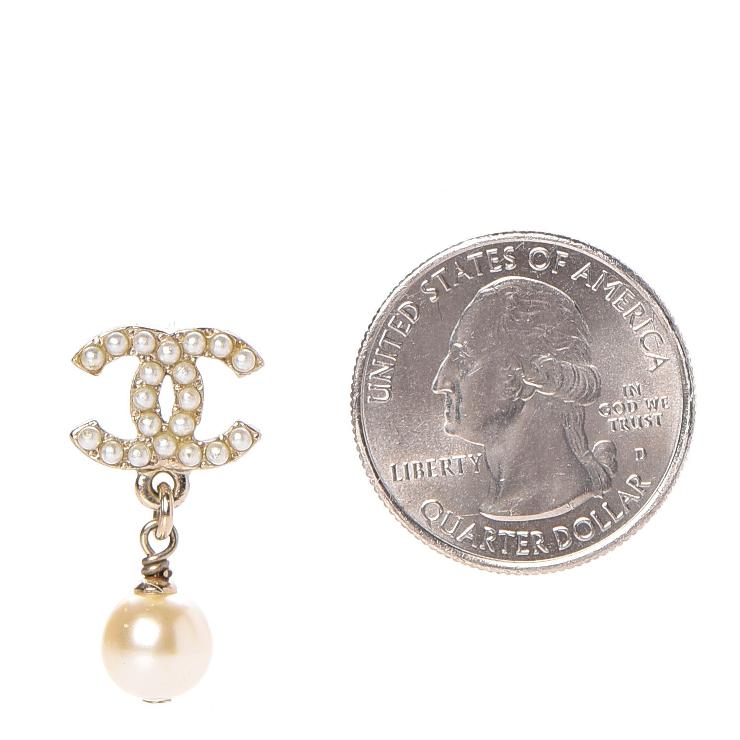 Chanel Pearl CC Drop Earrings Gold 2 of 6