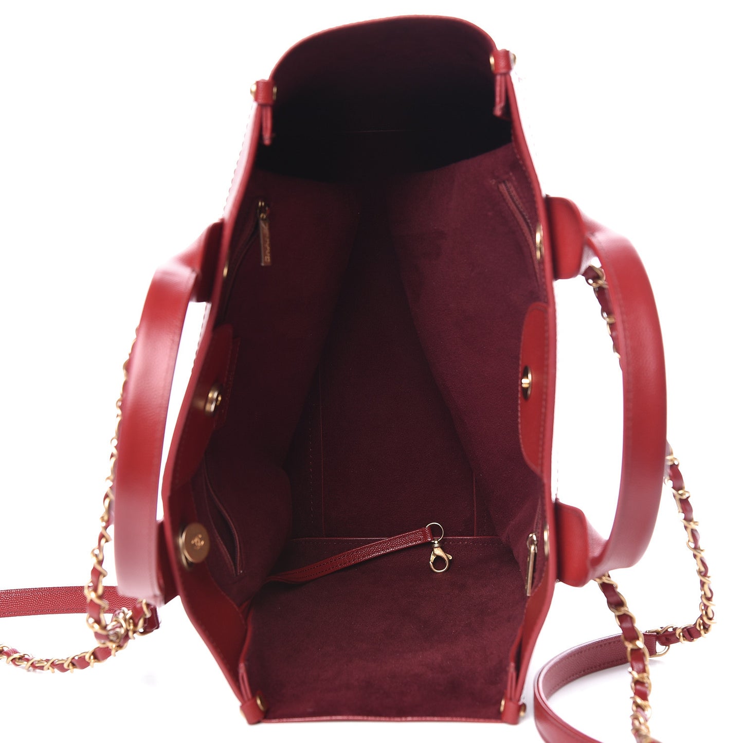 Caviar Small Studded Deauville Tote Red