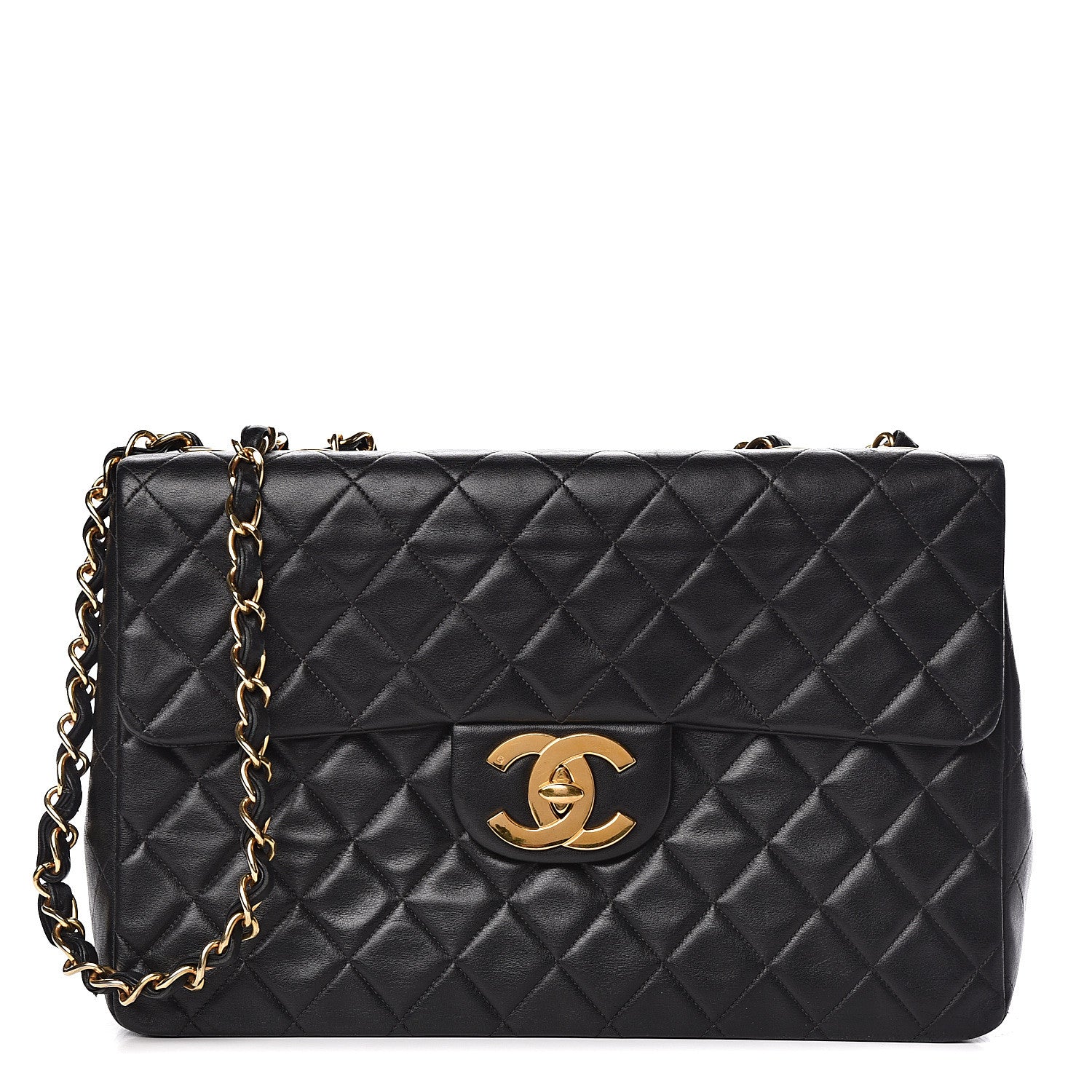 Chanel Lambskin Quilted XL Jumbo Single Flap Black 1 of 12