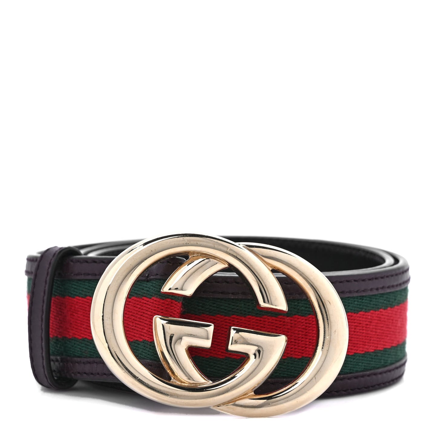 Calfskin Web Interlocking G Belt 75 30 Dark Brown