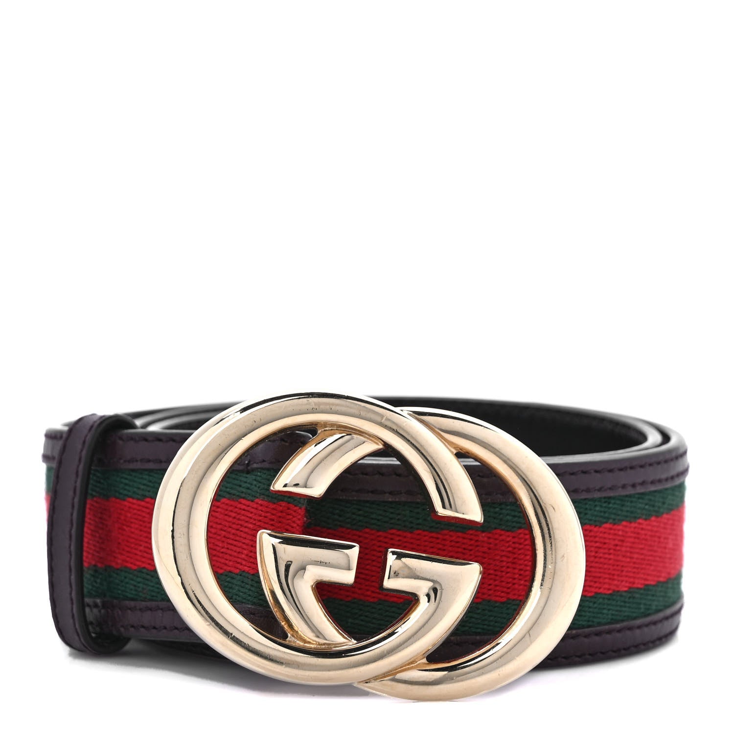 Gucci Calfskin Web Interlocking G Belt 75 30 Dark Brown 1 of 5