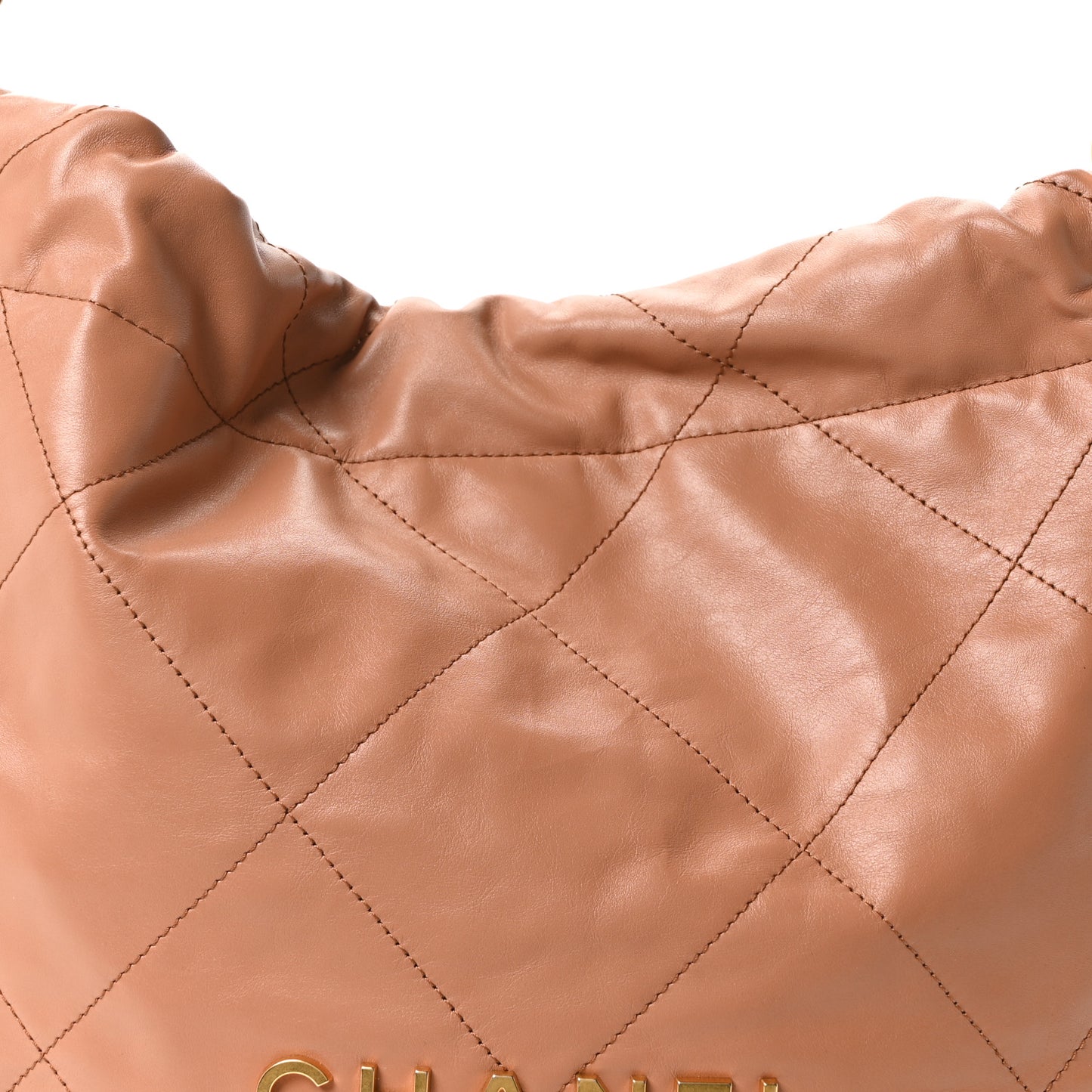 Shiny Calfskin Quilted Small Chanel 22 Beige