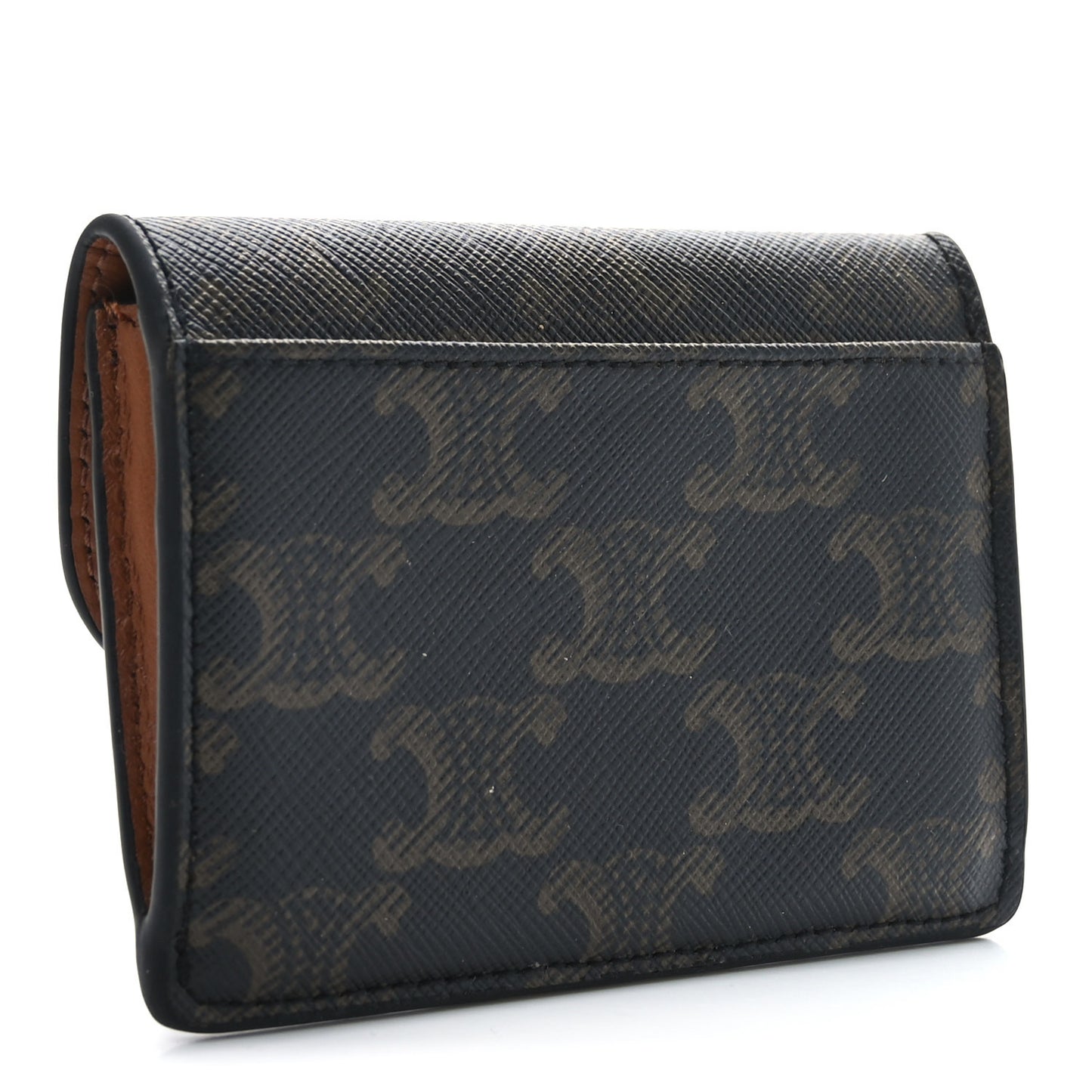 Triomphe Canvas Calfskin Flap Card Holder Tan