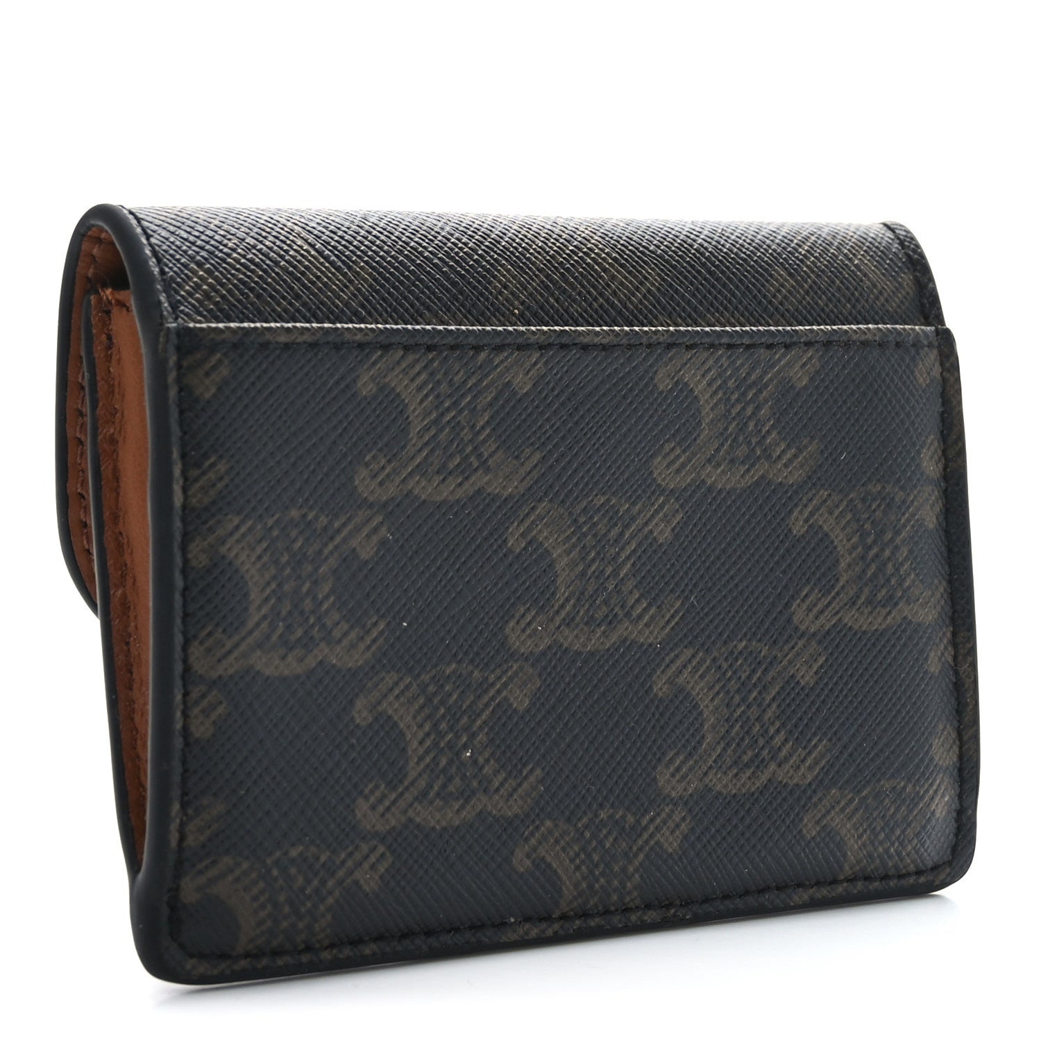 Celine Triomphe Canvas Calfskin Flap Card Holder Tan 3 of 7