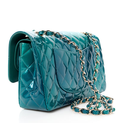 Chanel Shaded Patent Calfskin Quilted Medium Double Flap Green Blue 2 of 11
