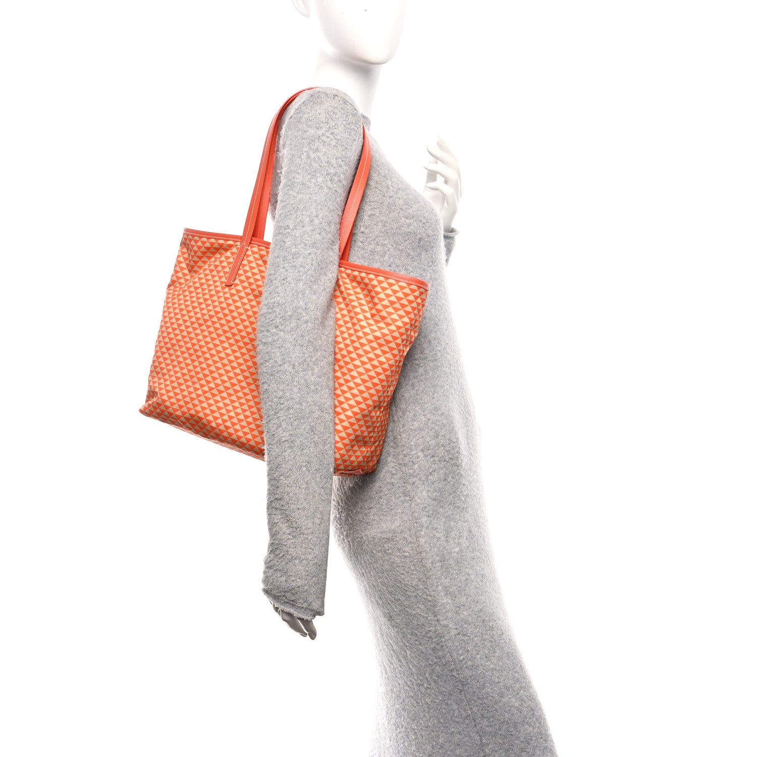 Prada Re-Nylon Saffiano Triangolo Symbole Shopping Tote Orange 2 of 11