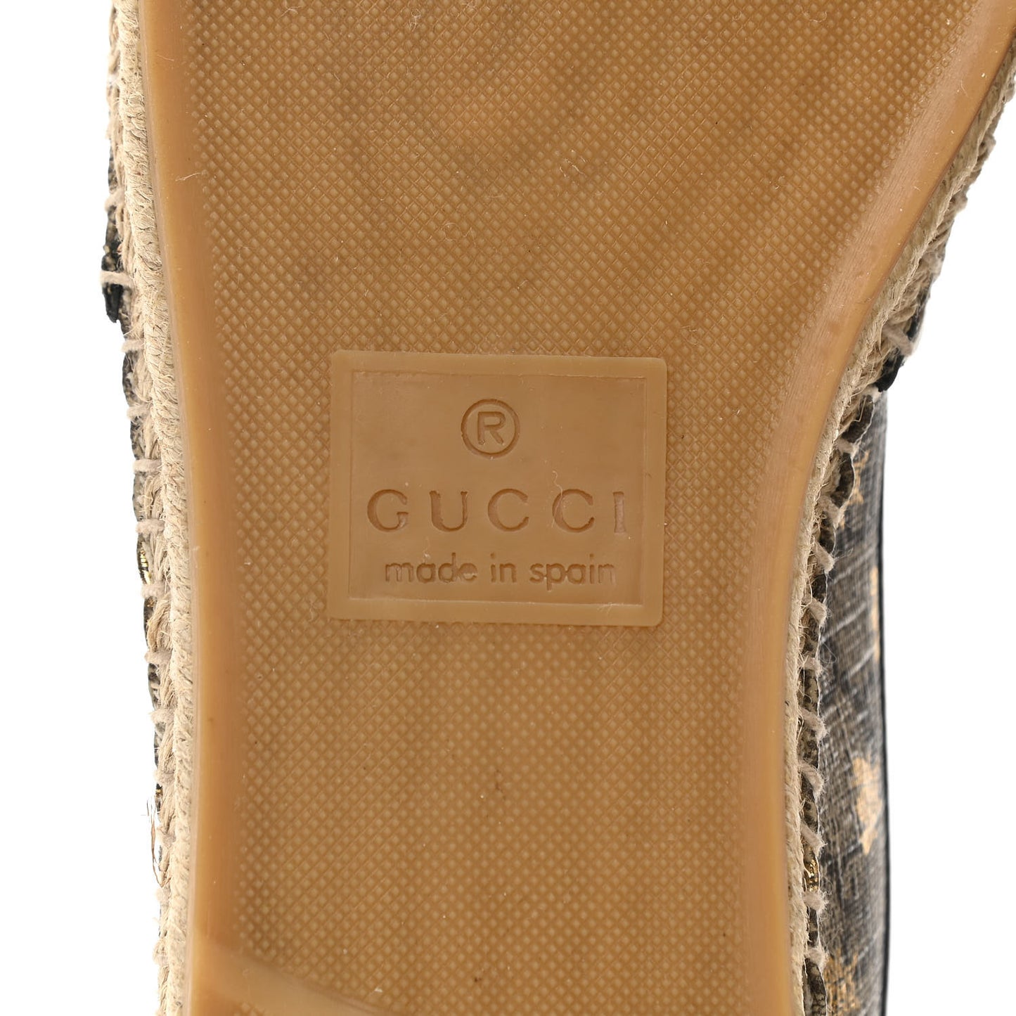 GG Supreme Monogram Bees Espadrille Flats 40 Beige Ebony Oro Black