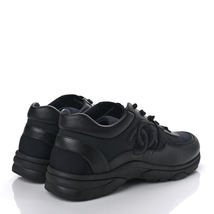 Chanel Fabric Calfskin Suede Mens CC Sneakers 44 Black 4 of 6