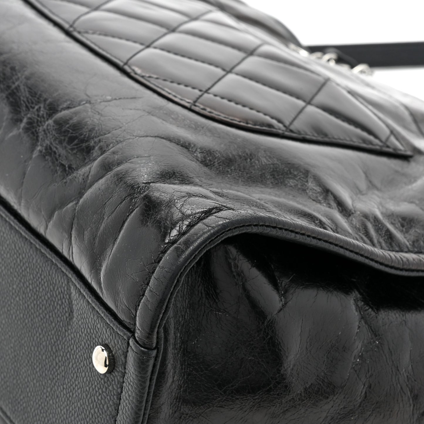 Glazed Calfskin Small Deauville Tote Black