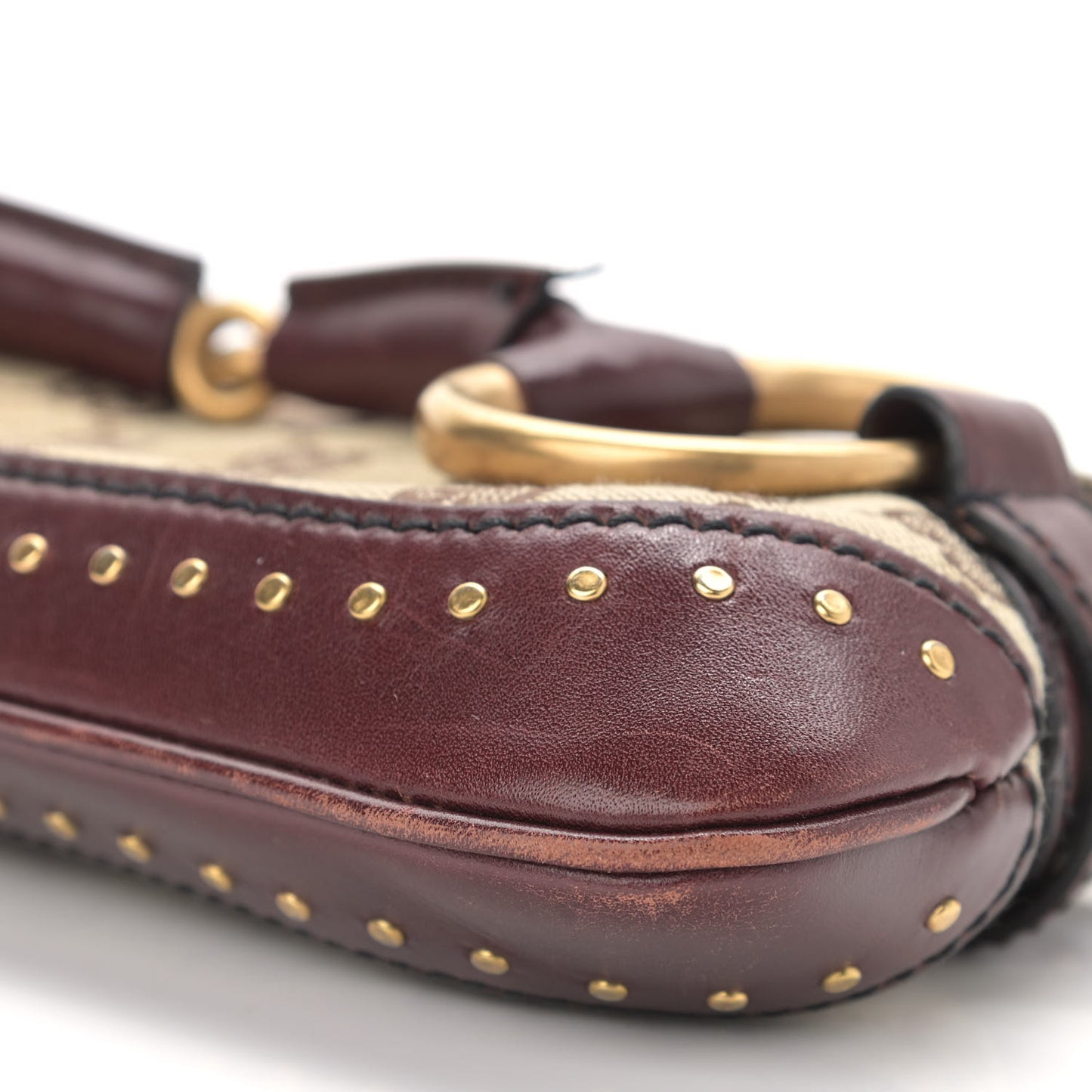 Monogram Studded Horsebit Clutch Bordeaux