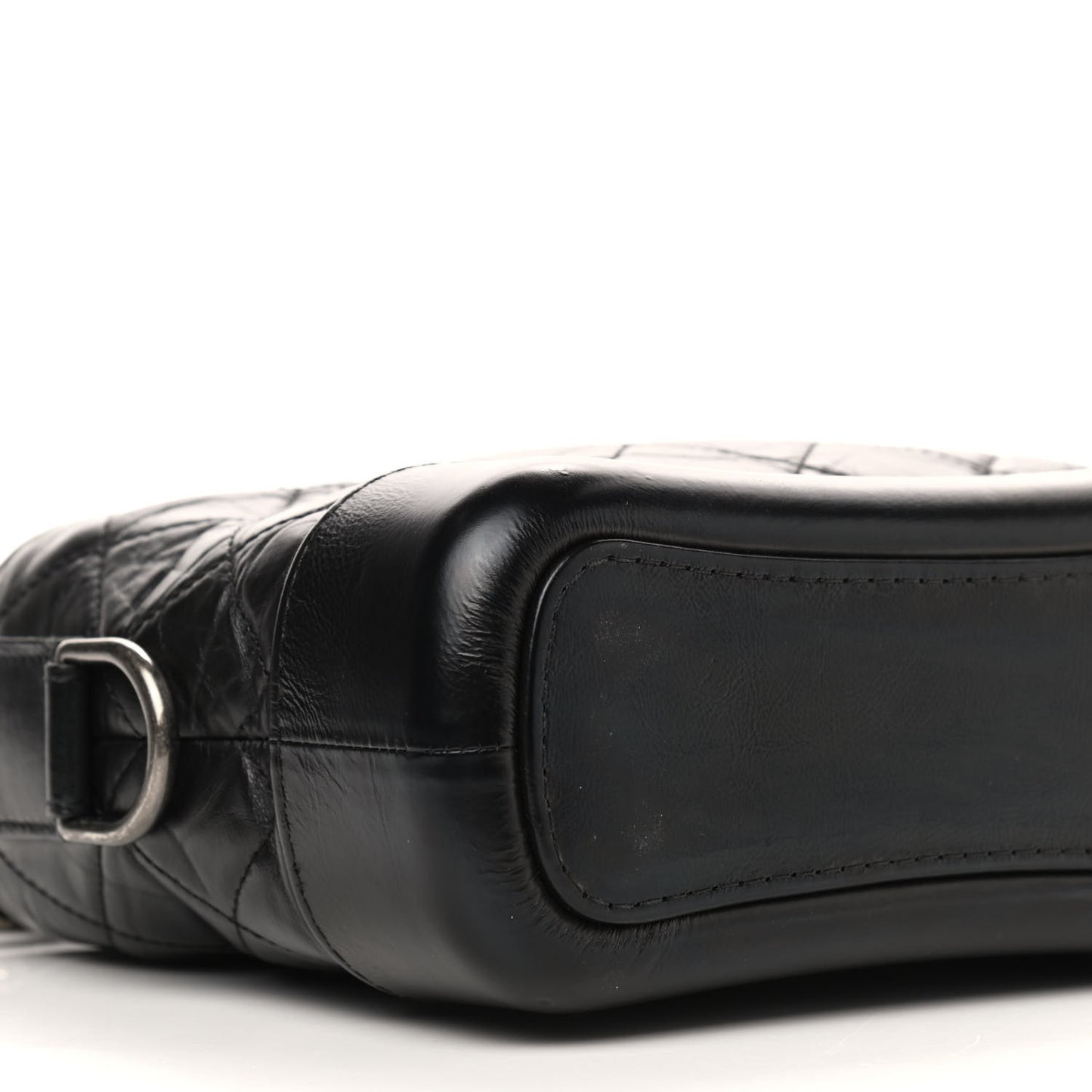 Aged Calfskin Quilted Small Gabrielle Hobo Black
