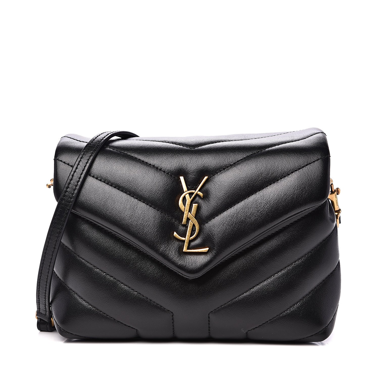 Calfskin Y Quilted Monogram Toy Loulou Crossbody Bag Black