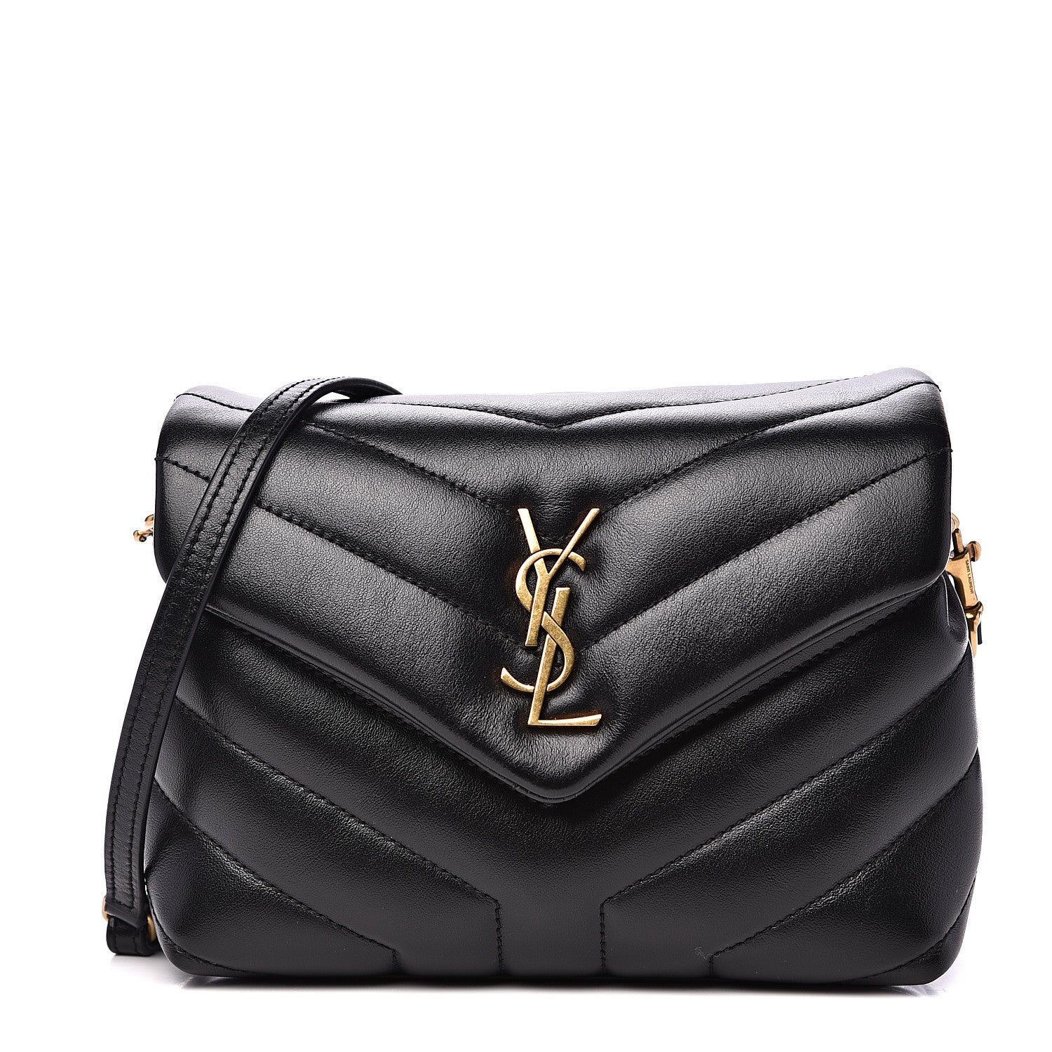 Saint Laurent Calfskin Y Quilted Monogram Toy Loulou Crossbody Bag Black 1 of 11