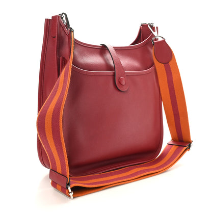 Hermes Taurillon Clemence Amazone Evelyne III PM Rouge Grenat Orange 3 of 10