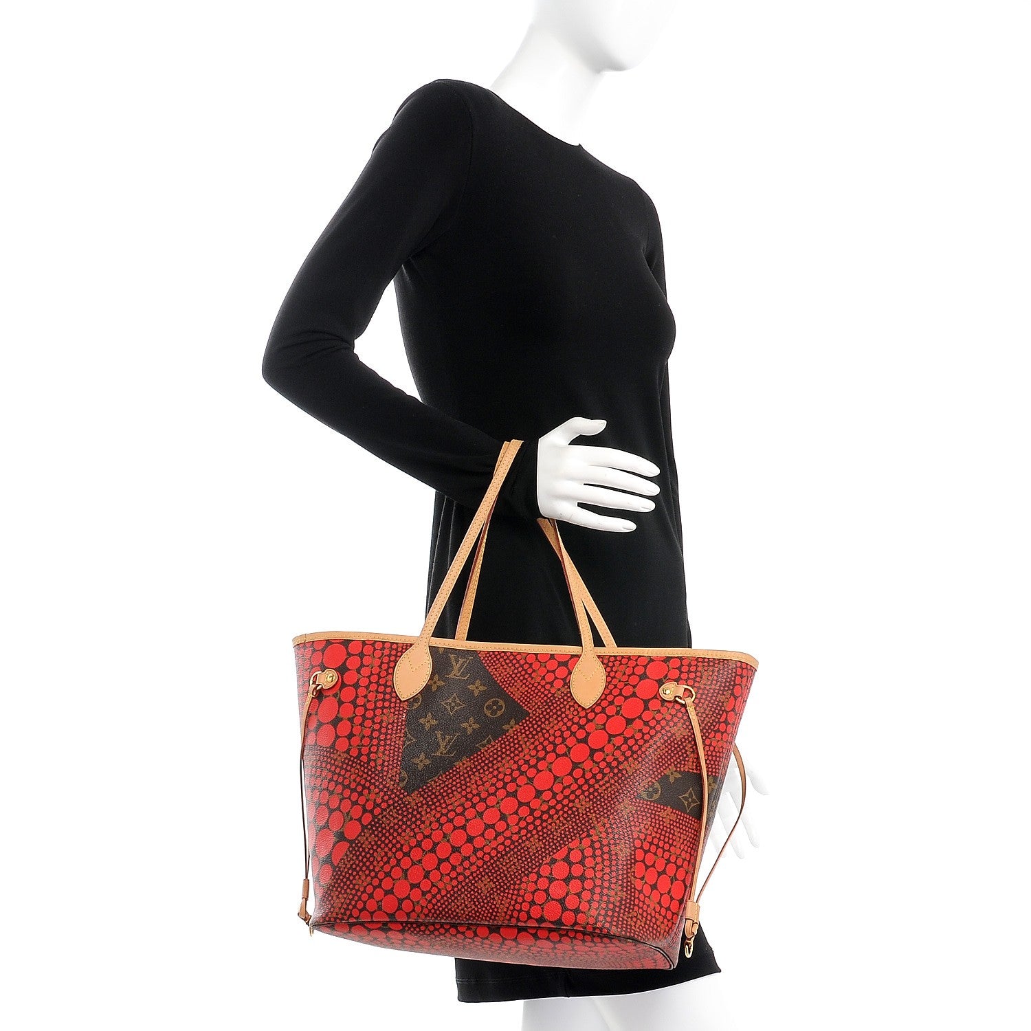Louis Vuitton Monogram Kusama Waves Neverfull MM Red 2 of 7