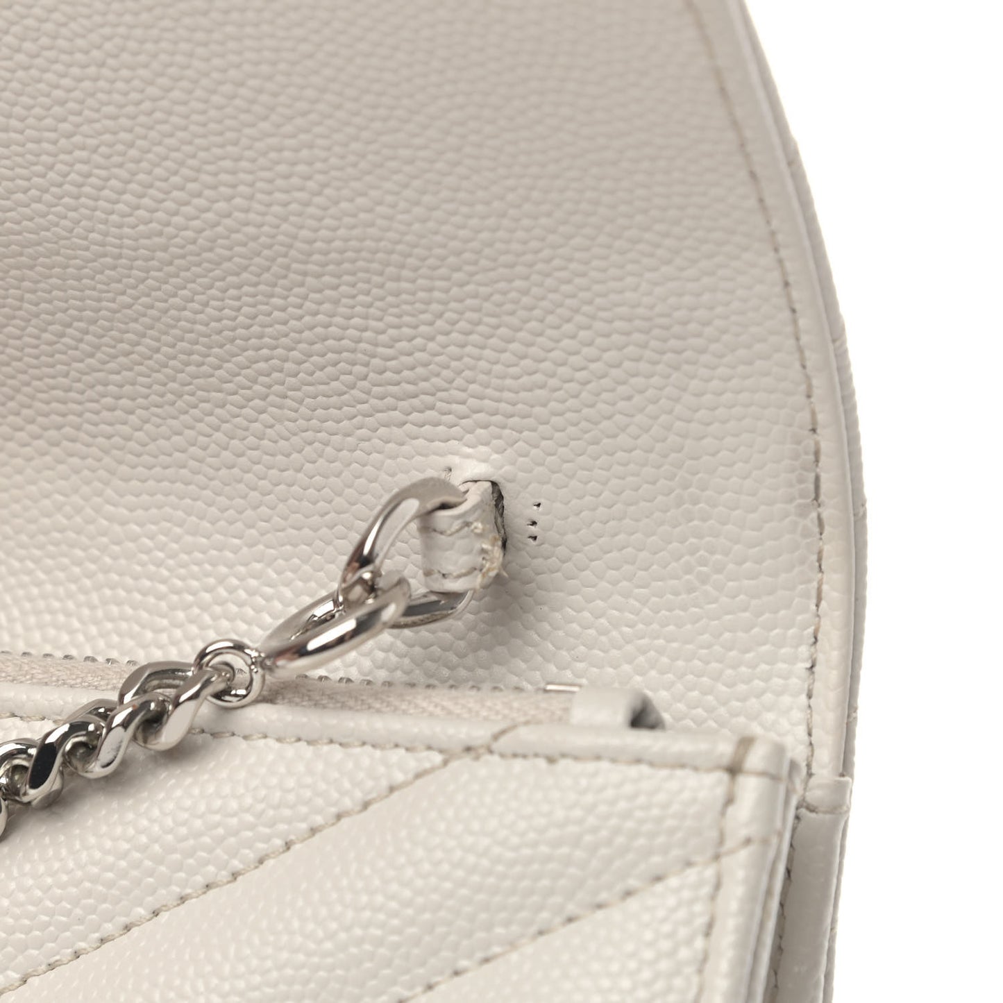 Grain De Poudre Matelasse Chevron Monogram Envelope Chain Wallet Optical White