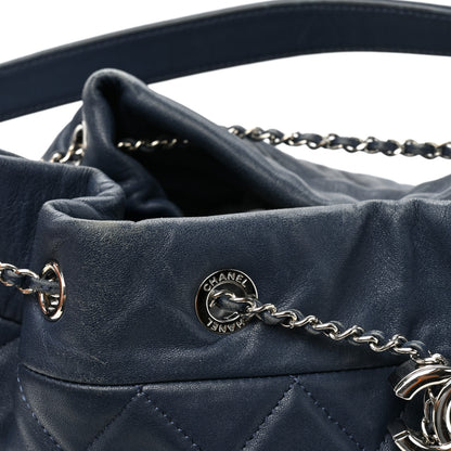 Chanel Lambskin Quilted CC Chain Drawstring Tote Blue 19 of 19