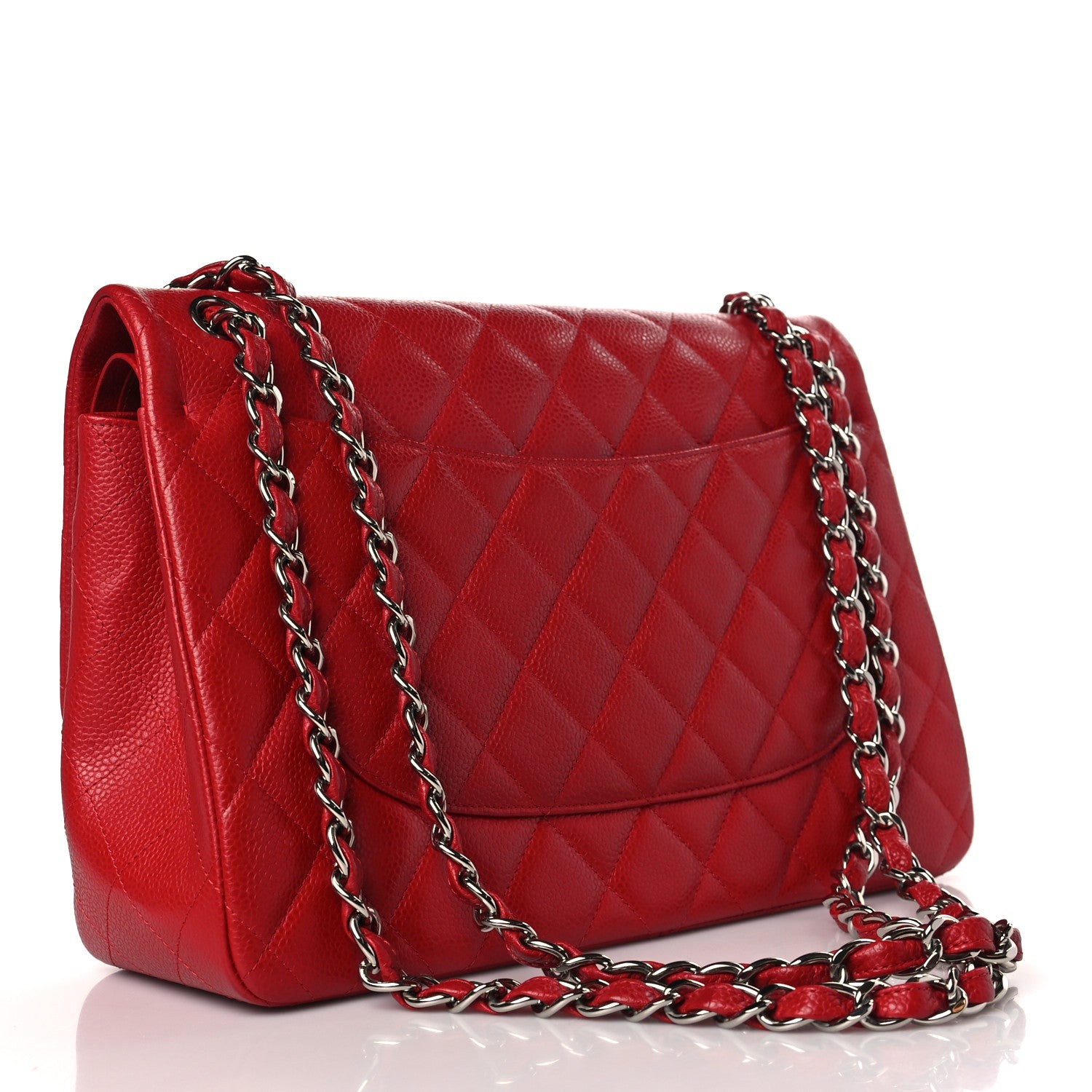 Chanel Caviar Quilted Jumbo Double Flap Red 3 of 9