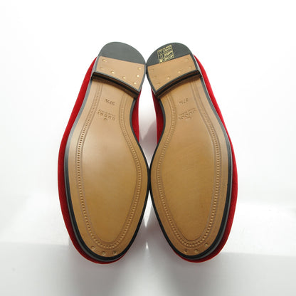 Gucci Velvet Horsebit Womens Jordaan Loafers 37.5 Hibiscus Red 5 of 8