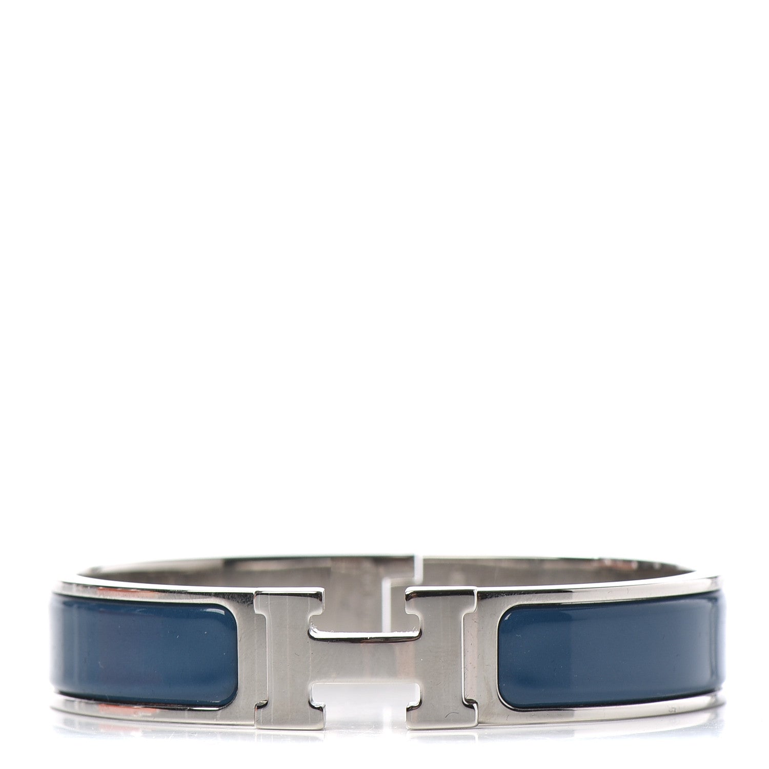 Hermes Narrow Enamel Clic Clac H Bracelet PM Bleu De Genes 1 of 4