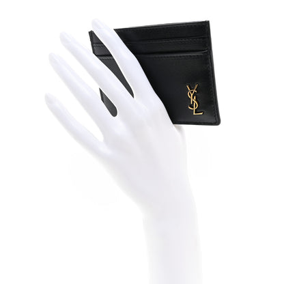 Saint Laurent Calfskin Tiny Cassandre Credit Card Case Black 2 of 8