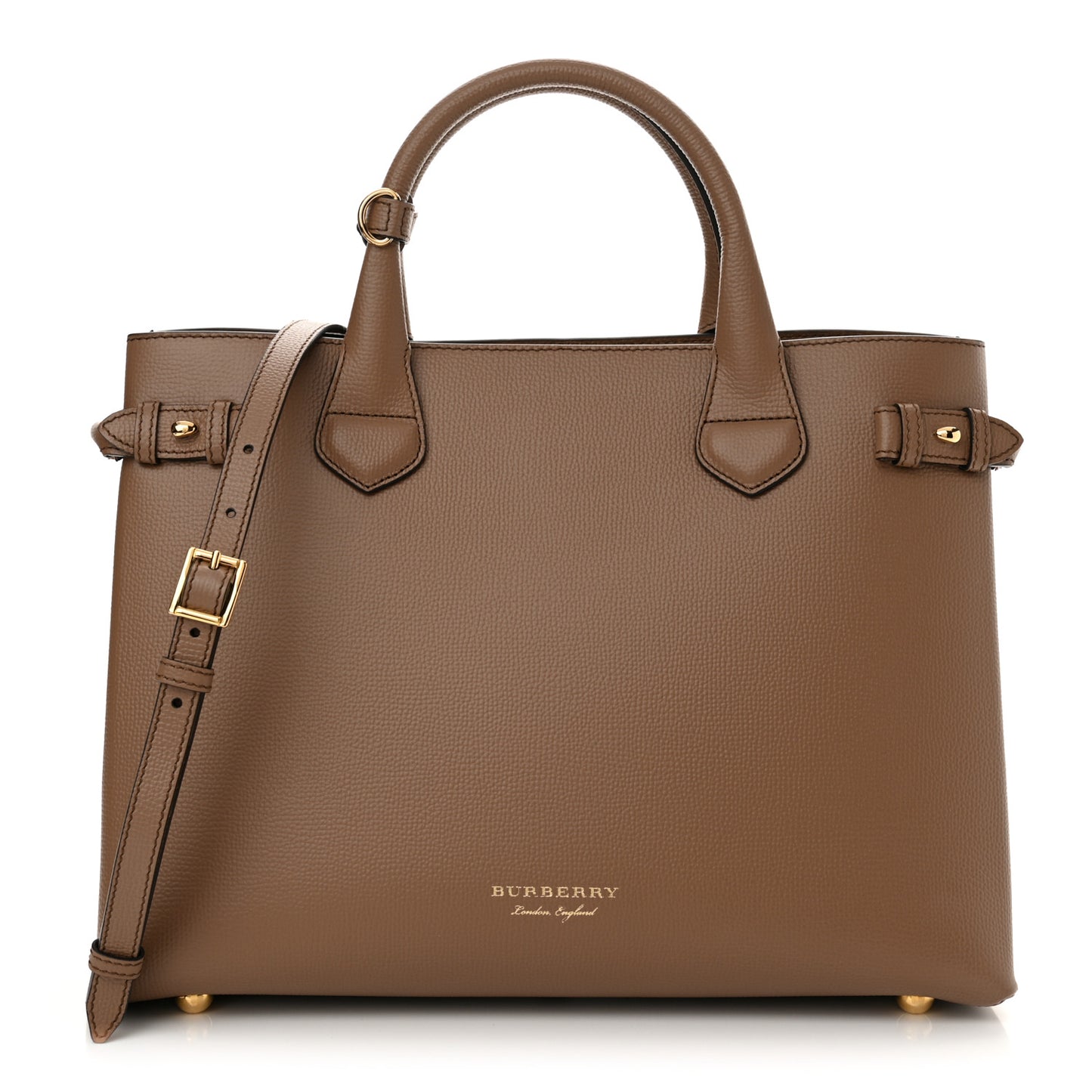 Grainy Calfskin House Check Medium Banner Tote Camel