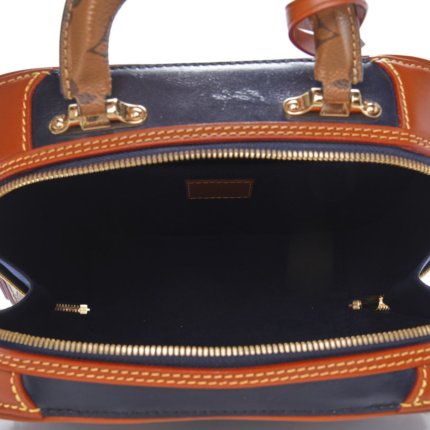Calfskin Reverse Monogram Valisette PM Navy Caramel