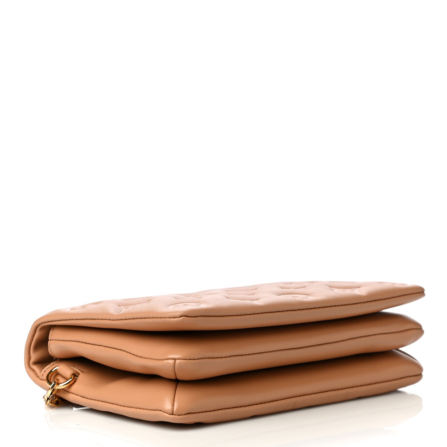 Louis Vuitton Lambskin Embossed Monogram Pochette Coussin Camel 4 of 10