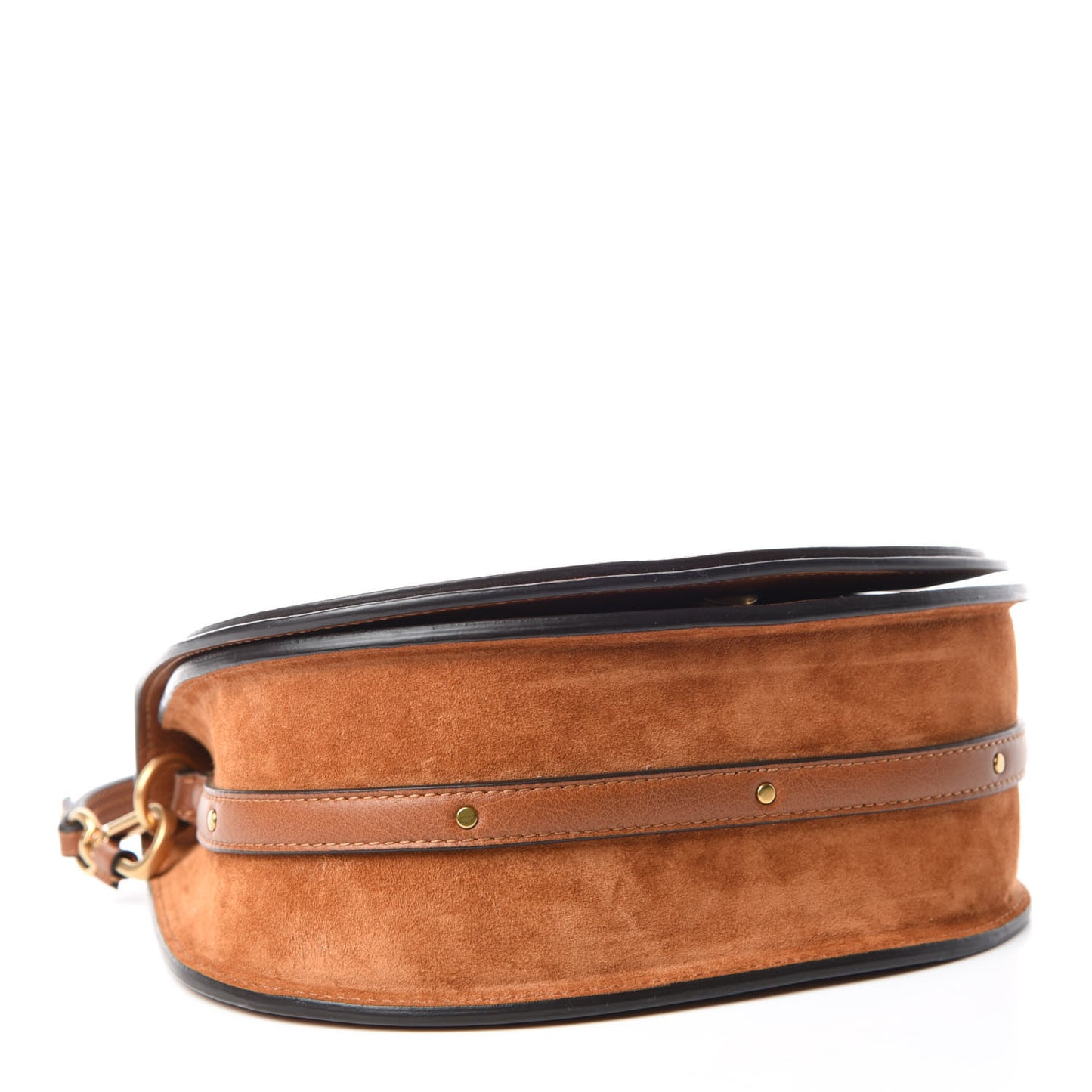 Calfskin Suede Medium Nile Bracelet Bag Caramel