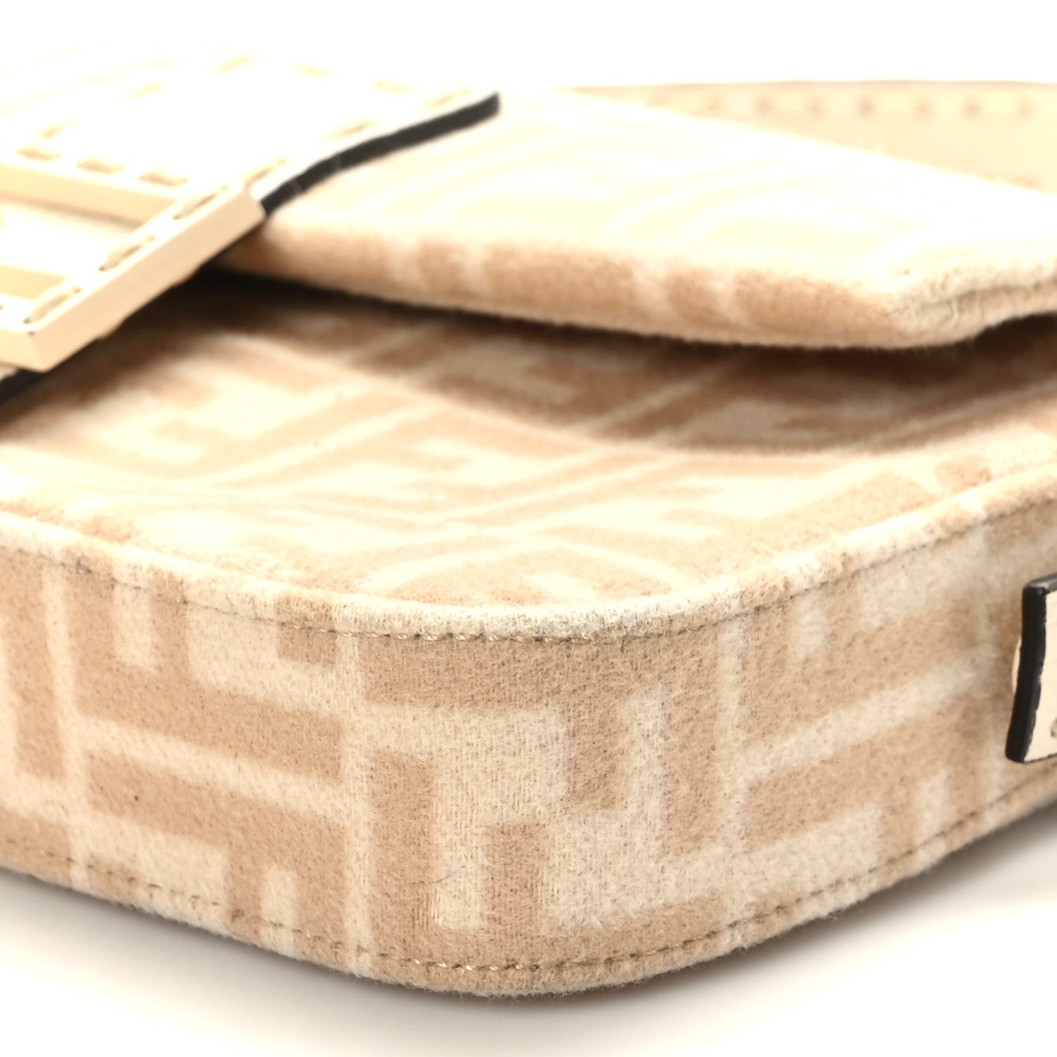 Fendi Wool Cuoio Romano Selleria FF 1974 Baguette 1997 Beige Cammello Camelia 9 of 9