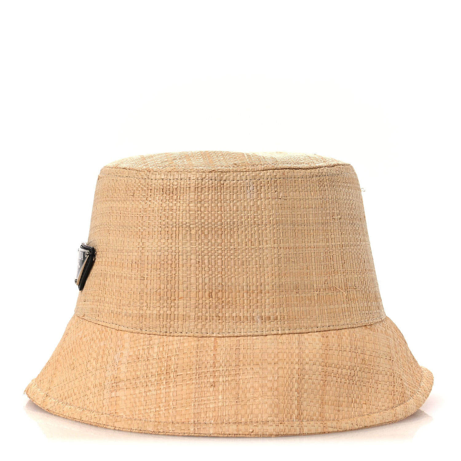 Prada Raffia Triangle Logo Embroidered Bucket Hat L Naturale 4 of 11