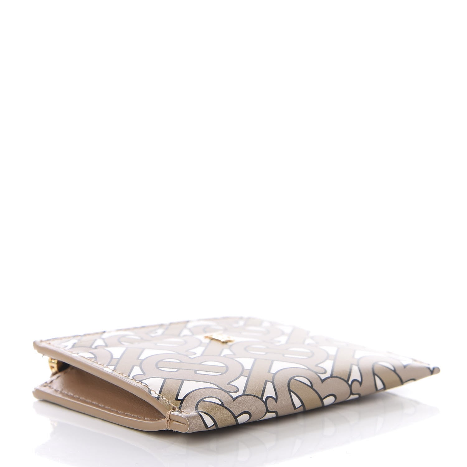 Burberry Calfskin Monogram Panola Zip Card Holder Beige 3 of 7