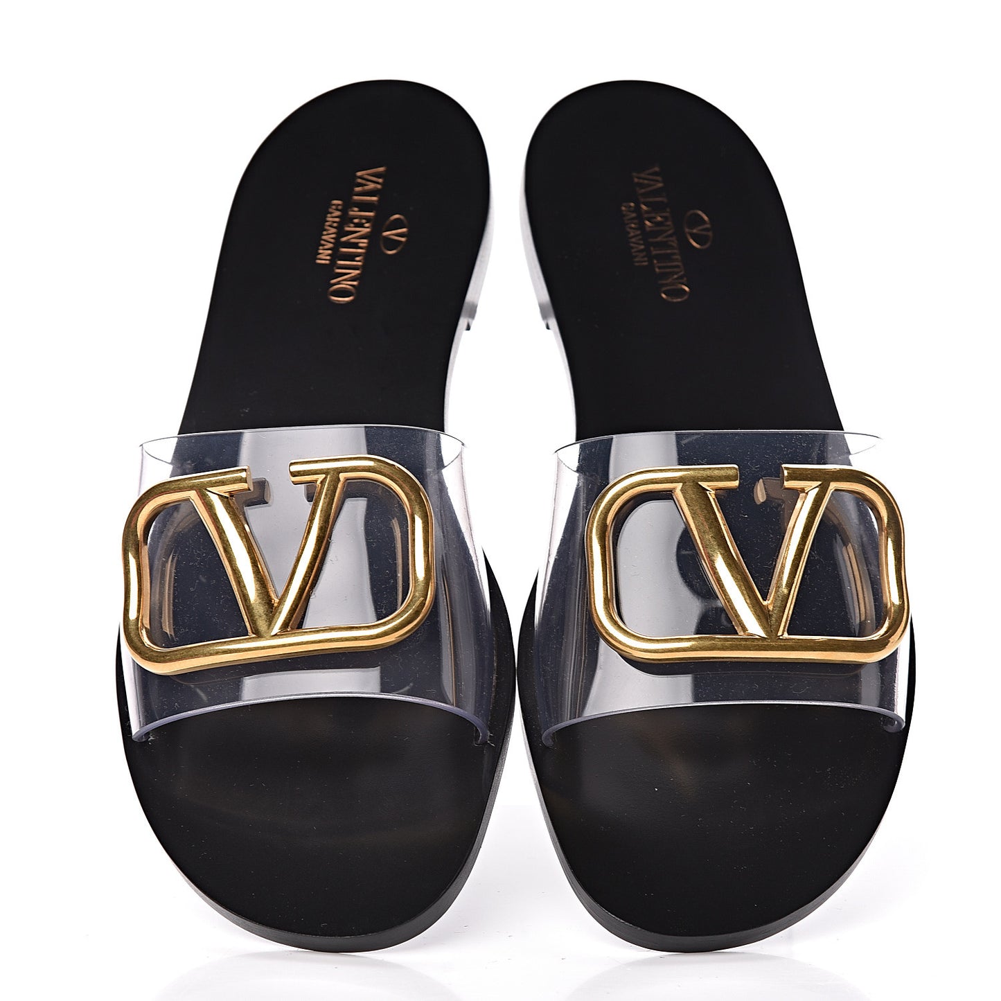 PVC Transparent Vlogo Flat Slide Sandals 37 Black