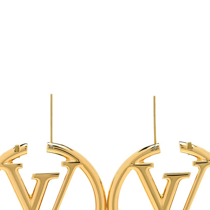 Louis Vuitton Metal Louise Hoop Earrings Gold 3 of 5