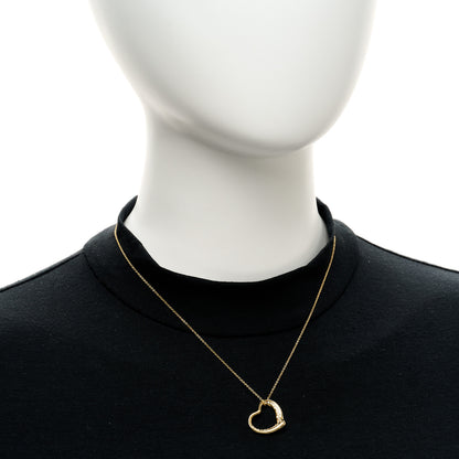 Tiffany 18K Yellow Gold Diamond Elsa Peretti Open Heart Necklace 2 of 6