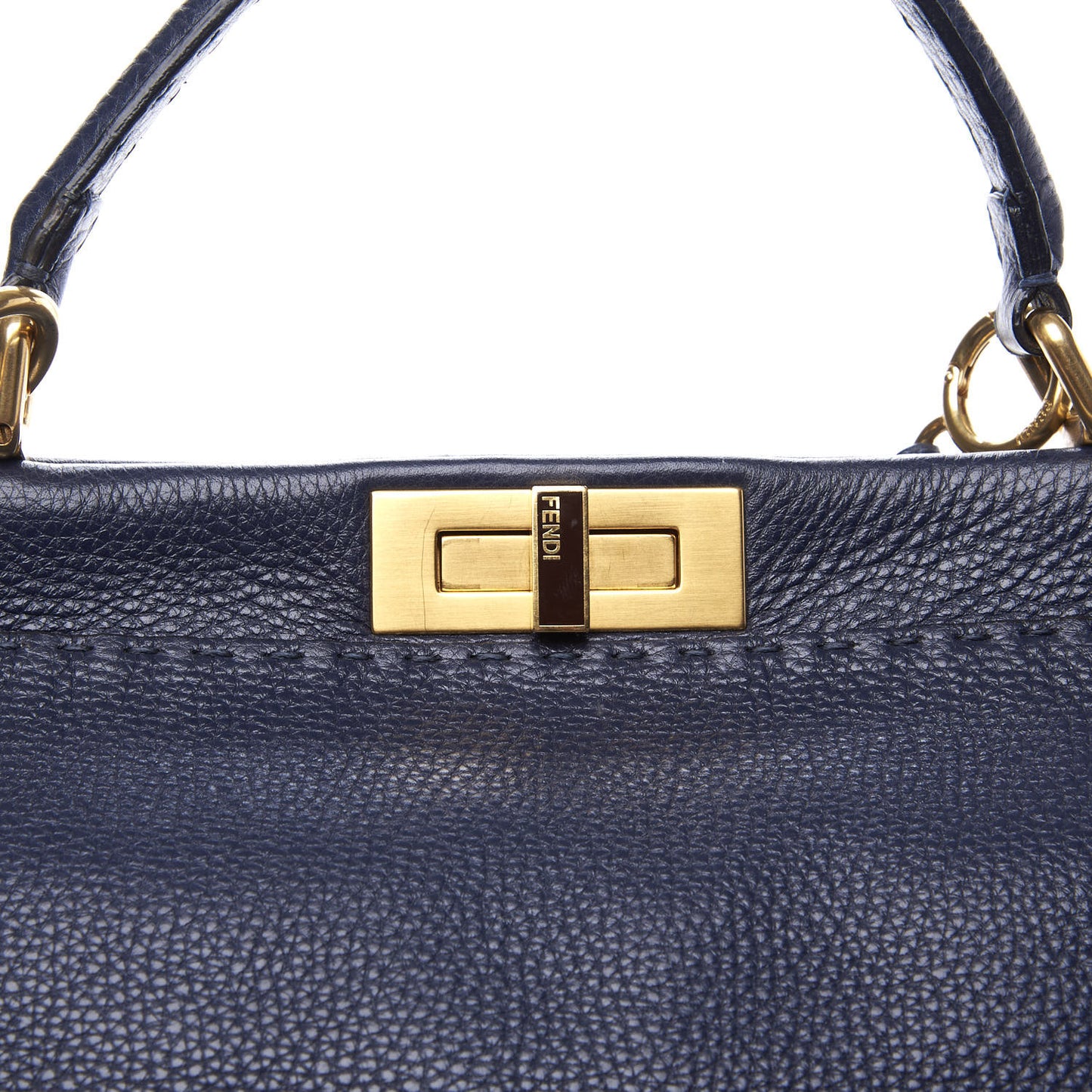 Cuoio Romano Raffia Selleria Large Peekaboo Iconic Satchel Navy