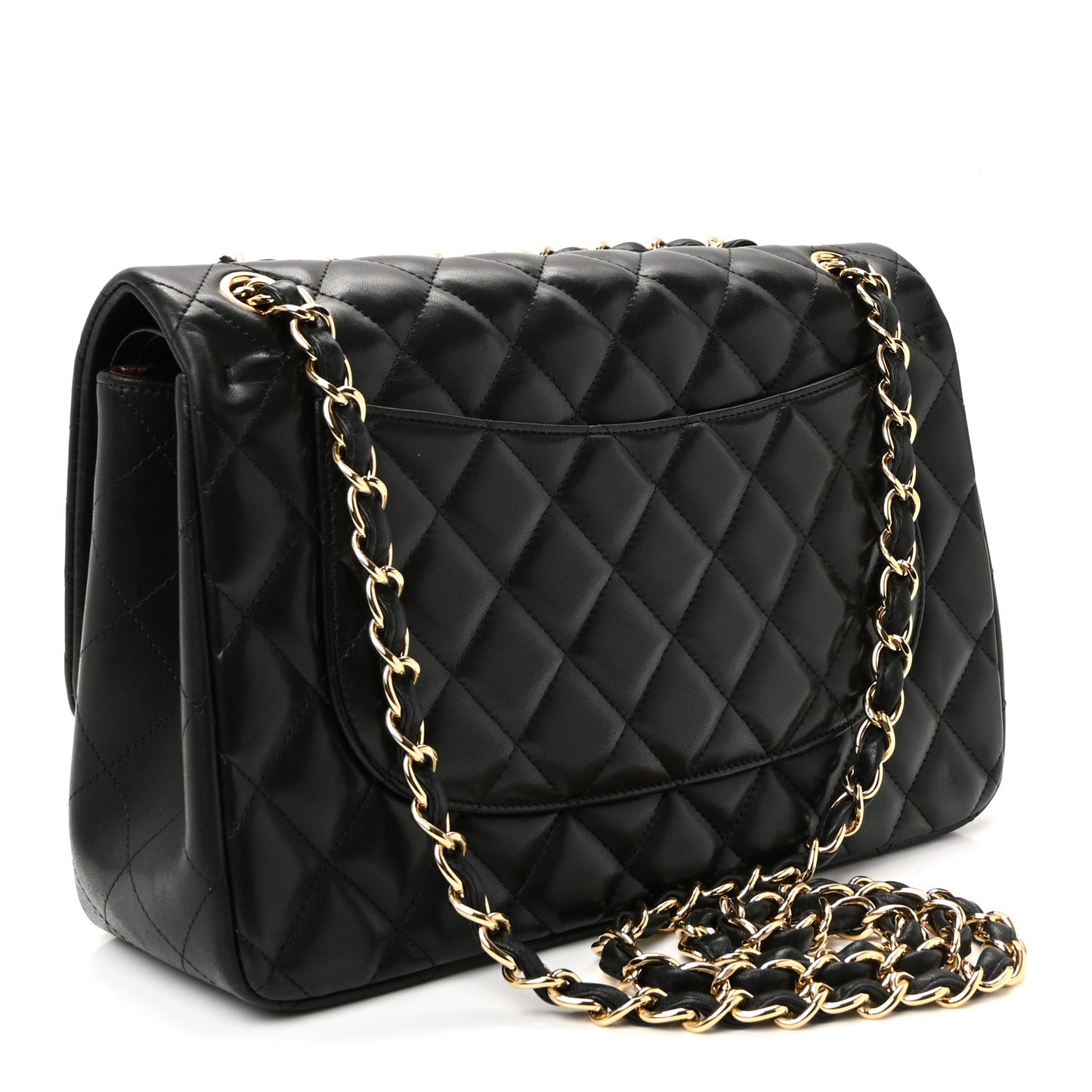 Lambskin Quilted Jumbo Double Flap Black