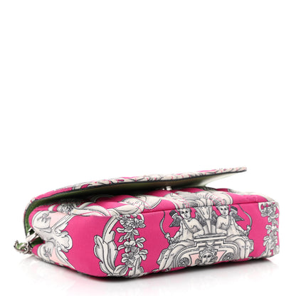 Versace Silk Barocco Printed Quilted Virtus Chain Flap Shoulder Bag Fuschia 4 of 11