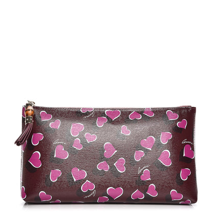 Gucci Calfskin Heartbeat Print Large Pouch New Wine 1 of 8