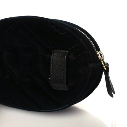 Gucci Velvet Matelasse Marquise Crystals GG Marmont Belt Bag 85 34 Black 7 of 11