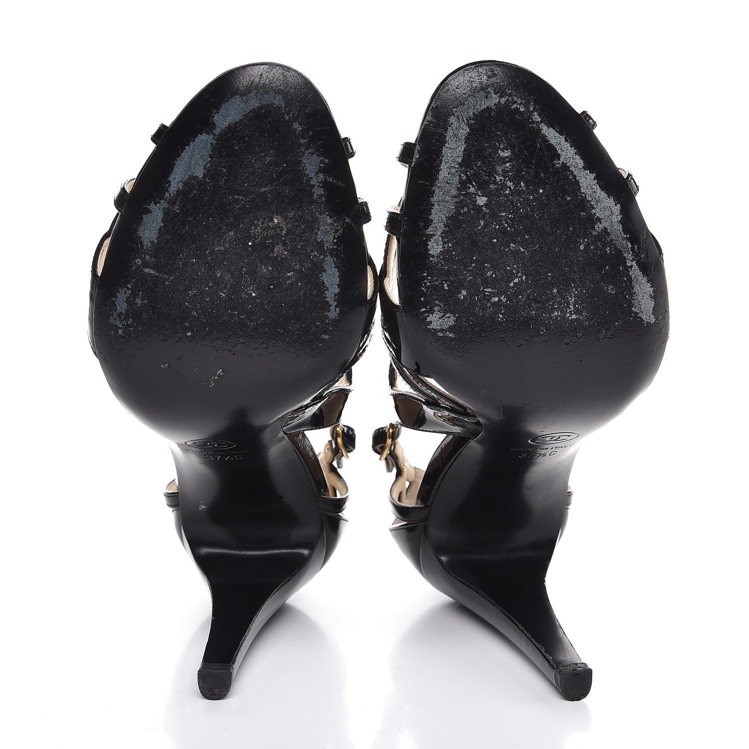 Chanel Patent CC Cage Sandals 37.5 Black 7 of 11